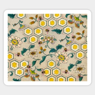 HONEY BEES ,BEEHIVES ,SPRING FLOWERS YELLOW ORANGE GREEN Beekeeping Collection Sticker